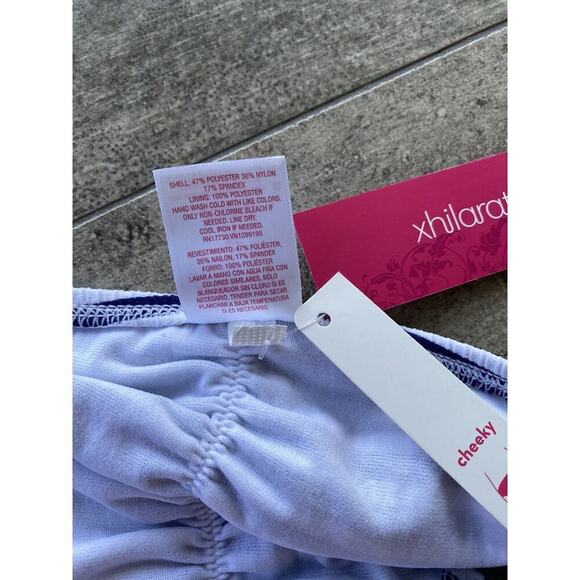 Juniors Ribbed Cheeky Hipster Bikini Bottom Loo- Xhilaration Navy Stripe XS 00 - Picture 7 of 12